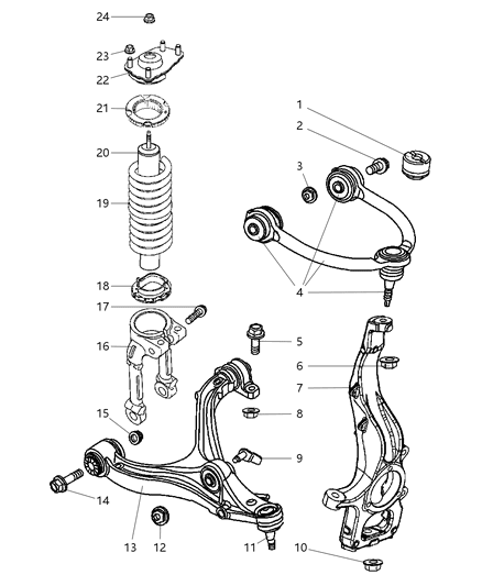 2007 Jeep Grand Cherokee Suspension - Front, Springs, Control Arms & Shocks Diagram