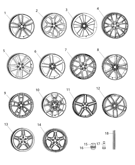 2018 Dodge Challenger Aluminum Wheel Diagram for 6CT34MALAB