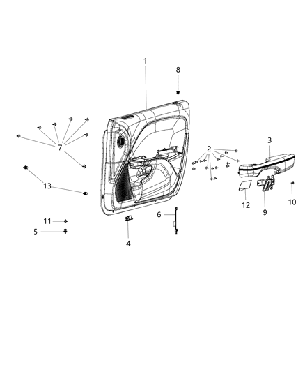 2016 Dodge Challenger Front Door Trim Panel Diagram