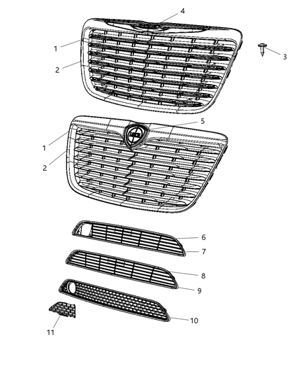 2012 Chrysler 300 Grilles & Related Items Diagram