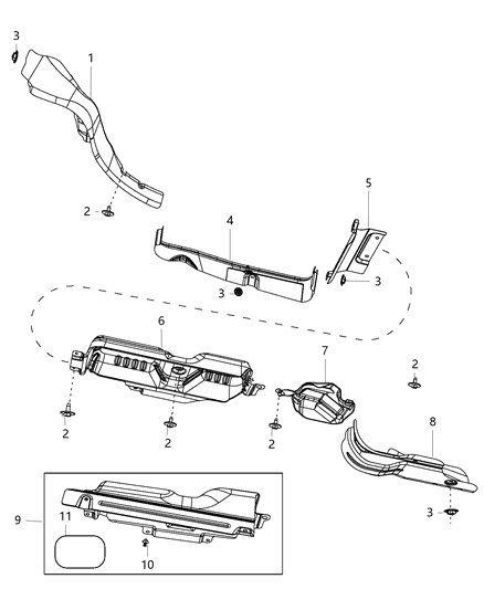 2014 Chrysler Town & Country Exhaust System Heat Shield Diagram
