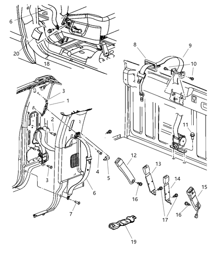 2008 Dodge Ram 1500 Seat Belts Front Diagram 2