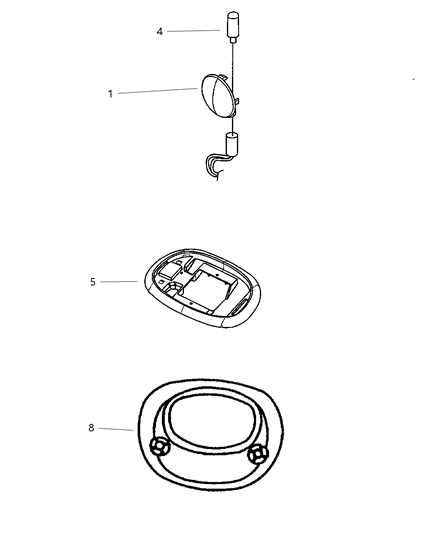 2002 Chrysler PT Cruiser Lamps, Cargo, Dome, Courtesy, Reading Diagram