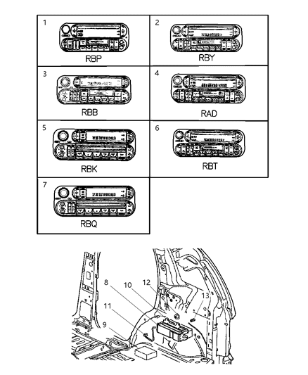 2003 Jeep Liberty Radio-AM/FM/CASSETTE With Cd Diagram for 5064125AC