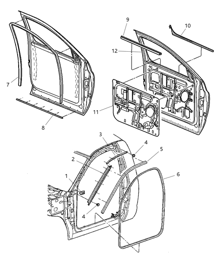 2004 Dodge Ram 1500 Weatherstrips - Door Diagram 1