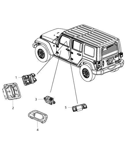 2013 Jeep Wrangler Switches Doors Decklid & Liftgate Diagram