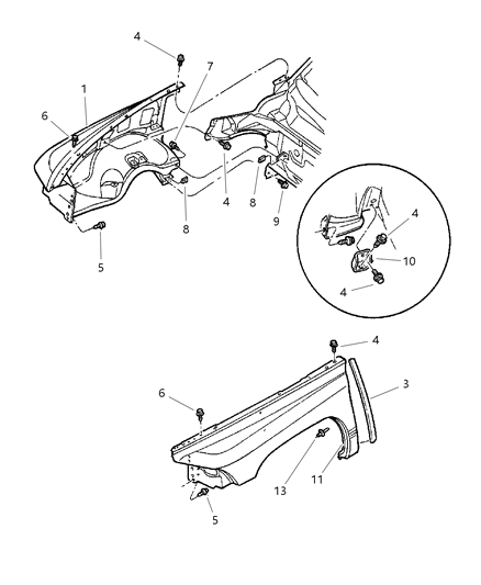 1998 Dodge Durango Fender Front Diagram