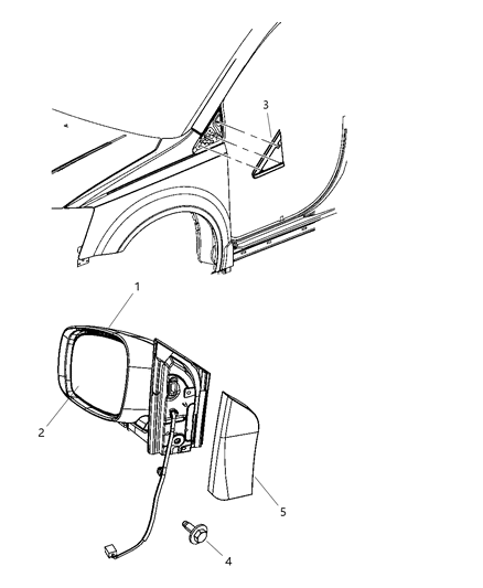 2012 Chrysler Town & Country Outside Rearview Mirror Diagram for 1AB721AVAE