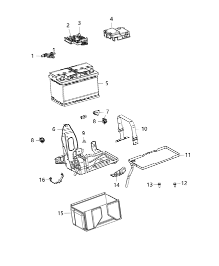 2017 Ram ProMaster City Battery, Tray, And Support Diagram