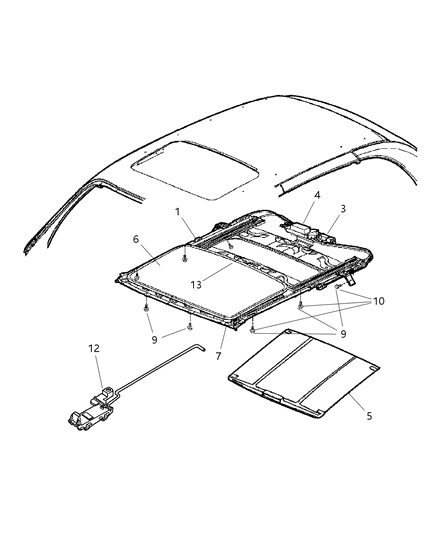 2001 Chrysler PT Cruiser Welt-Sunroof Diagram for 5016639AB