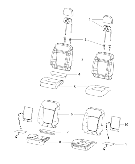 2014 Dodge Journey Front Seat Cushion Cover Diagram for 1UM32GT5AA