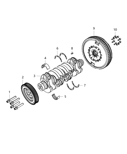 2014 Jeep Compass Crankshaft , Crankshaft Bearings , Damper And Flywheel Diagram 3