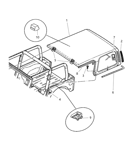 1998 Jeep Wrangler Top Enclosure Diagram