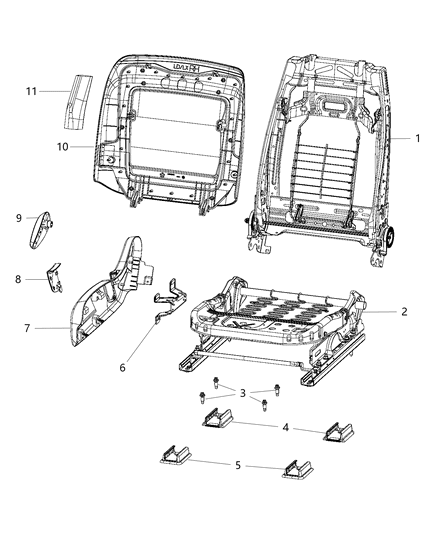 2015 Dodge Charger Adjusters, Recliners & Shields - Passenger Seat - Manual Diagram