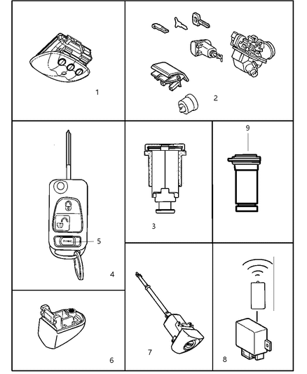 2004 Chrysler Crossfire Cover-Door Lock Cylinder Diagram for 5099688AA