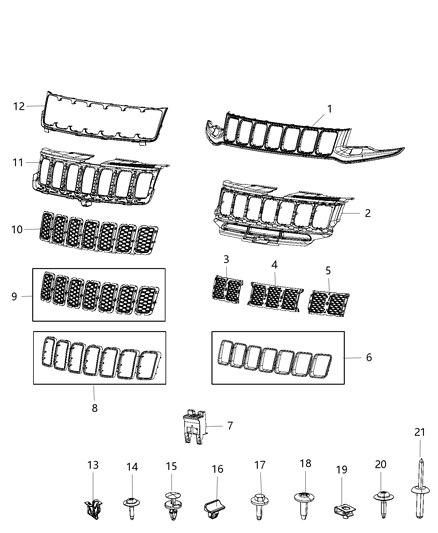 2021 Jeep Grand Cherokee Trim Ring-Radiator Grille Diagram for 6CH54TZZAA