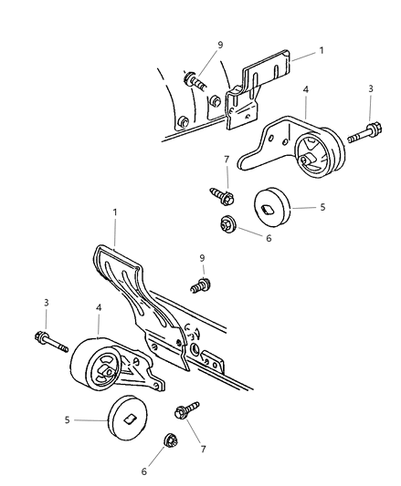 2001 Dodge Ram 1500 Engine Mounting, Front Diagram