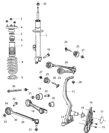 2009 Chrysler 300 STRUT-Suspension Diagram for 5039431AC