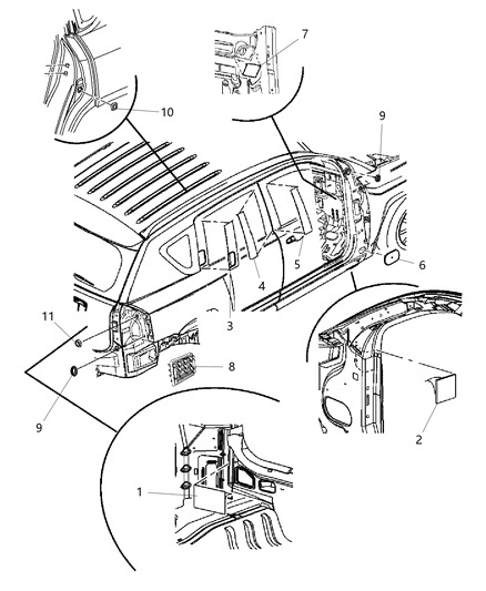 2009 Jeep Compass Body Plugs & Exhauster Diagram