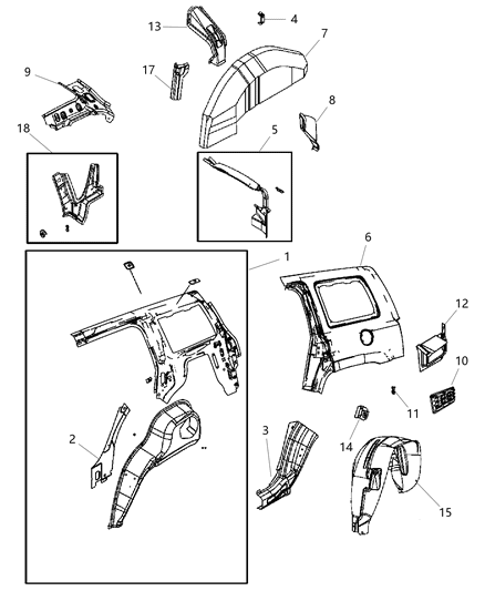 2017 Jeep Patriot Rear Aperture (Quarter) Panel Diagram