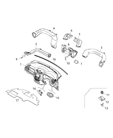 2017 Jeep Renegade Instrument Panel Ducts Diagram 2