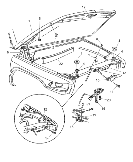 2002 Dodge Ram 3500 Seal-Hood To PLENUM Diagram for 55135340AB