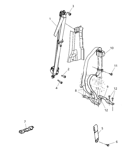 2009 Dodge Ram 1500 Bezel-Seat Belt Diagram for 5KQ41XDVAB