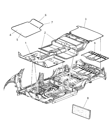 2003 Chrysler PT Cruiser Carpet-Passenger Floor Diagram for TX15XDVAE