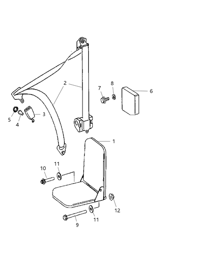 2009 Dodge Sprinter 2500 Passenger Front Jump Seat Diagram 1