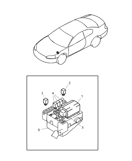 2004 Chrysler Sebring Coupe Relays - Engine Room Diagram