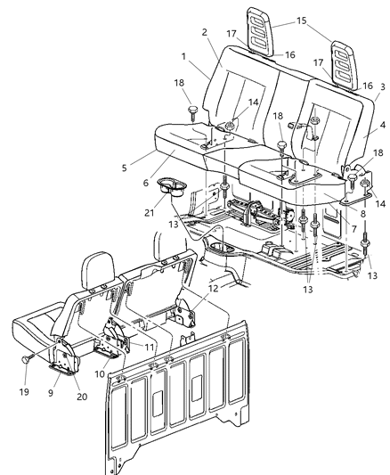 2007 Dodge Dakota Rear Seat Back Cover Diagram for 1FX021J3AA