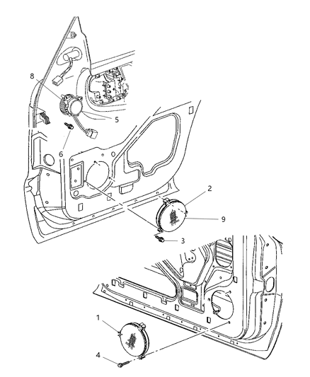 2003 Dodge Durango Speaker H Diagram for 56043268AA