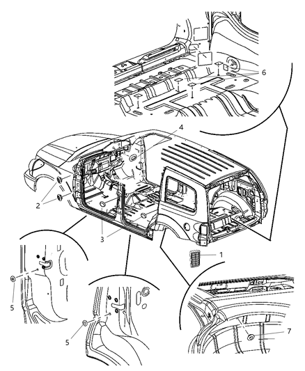 2008 Chrysler Aspen Body Plugs & Exhauster Diagram