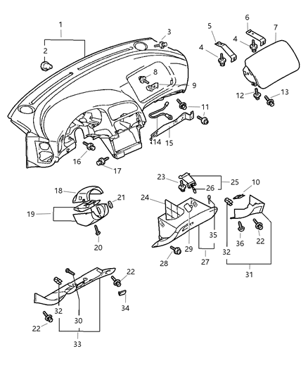 1998 Chrysler Sebring Passenger Air Bag Diagram for MR760238