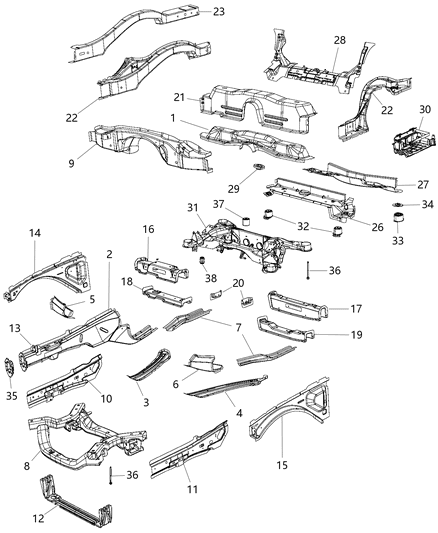 2020 Dodge Challenger Frame, Complete Diagram