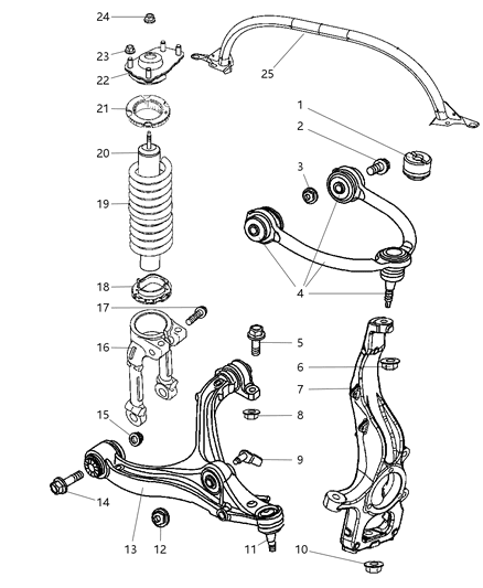 2010 Jeep Grand Cherokee Front Coil Spring Diagram for 52089764AE