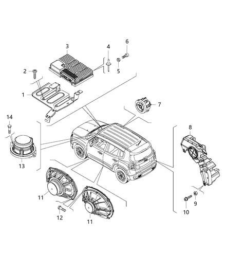 2020 Jeep Renegade Bracket-Amplifier Diagram for 68405489AA