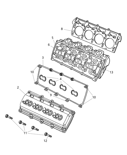 2006 Dodge Ram 3500 Cylinder Head & Cover & Rocker Housing Diagram 1