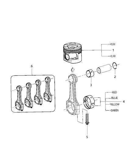 2012 Ram C/V Pistons , Piston Rings , Connecting Rods & Connecting Rod Bearing Diagram 1