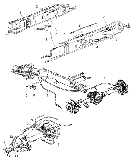 2011 Ram 3500 Park Brake Cables, Rear Diagram