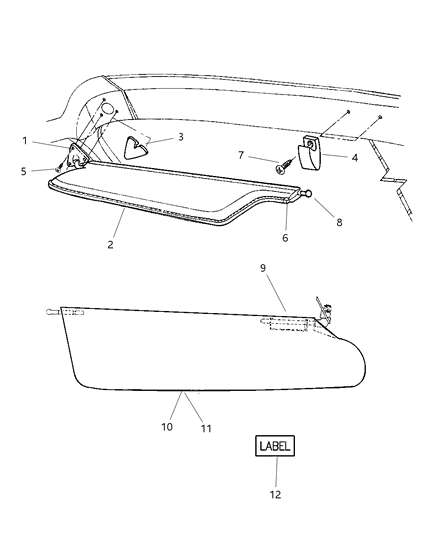 2000 Dodge Ram Van Visor-Illuminated Diagram for 5GD271C3AD