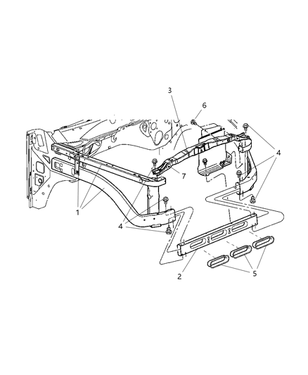 2007 Dodge Ram 1500 Radiator Support Diagram for 55275695AI