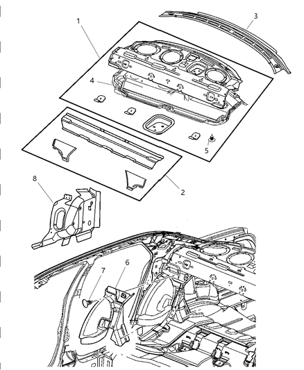 2008 Chrysler 300 Rear Shelf Panel Diagram