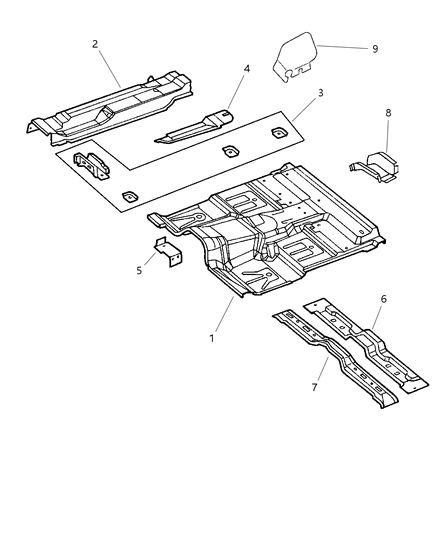 1998 Dodge Dakota Panel-Center Floor Diagram for 55255755AB