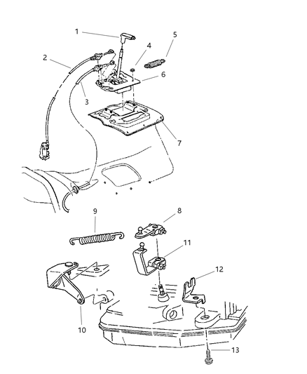 1998 Jeep Grand Cherokee Controls, Gearshift, Floor Mounted Diagram