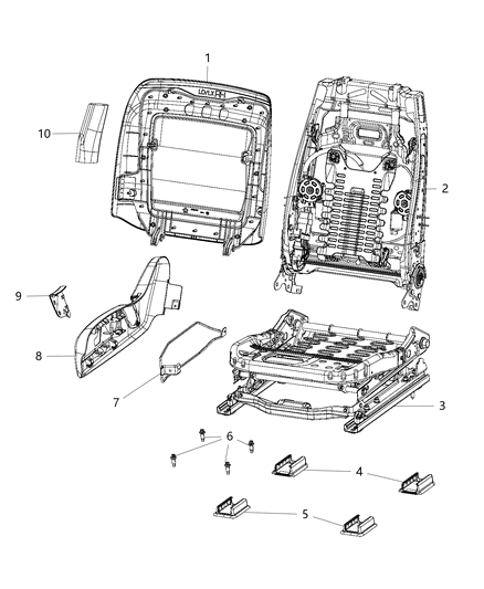 2016 Dodge Charger Adjusters, Recliners & Shields - Passenger Seat - Power Diagram