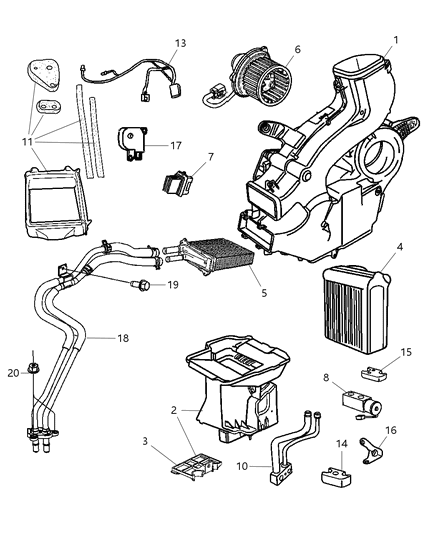 2001 Dodge Grand Caravan Aux. Air Conditioning And Heater Diagram