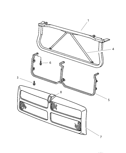 2000 Dodge Ram 1500 Grille & Related Parts Diagram