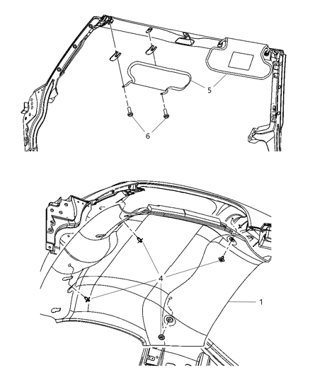 2016 Dodge Viper Headliners & Visors Diagram