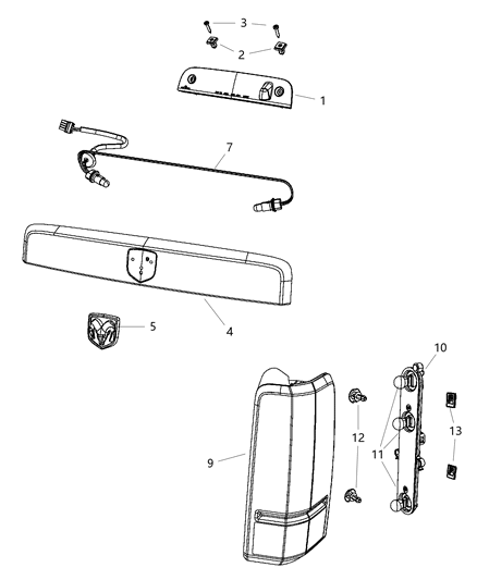 2007 Dodge Nitro Lamp-LIFTGATE CHMSL Diagram for 55157147AE